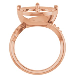 14K Rose Gold 13 mm Round Ring Mounting – image 4