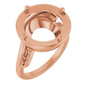 10K Rose Gold 13 mm Round Ring Mounting – image 2