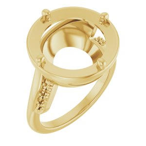 10K Yellow Gold 13 mm Round Ring Mounting – image 2