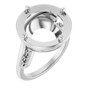 14K White Gold 13 mm Round Ring Mounting – image 2