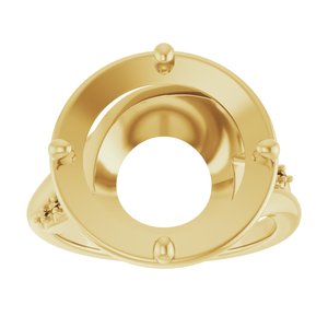 14K Yellow Gold 13 mm Round Ring Mounting – image 6