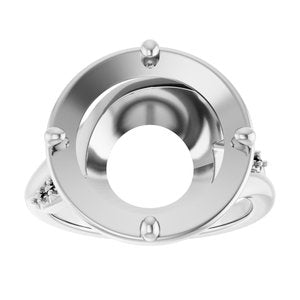 18K White Gold 13 mm Round Ring Mounting – image 6