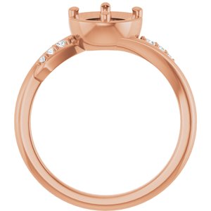 14K Rose Gold 6.5 mm Round 1/5 CTW Natural Diamond Semi-Set Ring – image 2