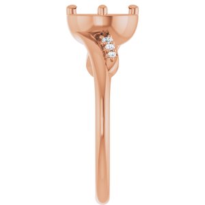 14K Rose Gold 6.5 mm Round 1/5 CTW Natural Diamond Semi-Set Ring – image 4