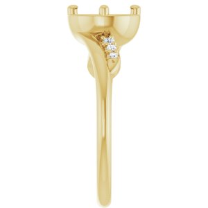 14K Yellow Gold 6.5 mm Round 1/5 CTW Natural Diamond Semi-Set Ring – image 4
