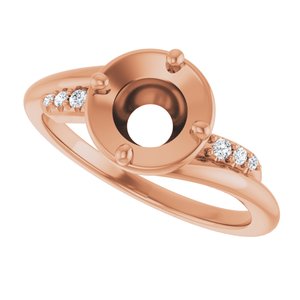 14K Rose Gold 6.5 mm Round 1/5 CTW Natural Diamond Semi-Set Ring – image 5