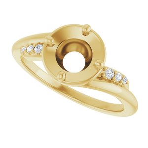 14K Yellow Gold 6.5 mm Round .05 CTW Lab-Grown Diamond Semi-Set Ring – image 5