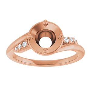 14K Rose Gold 6.5 mm Round .05 CTW Lab-Grown Diamond Semi-Set Ring – image 3