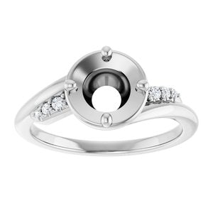 Platinum 6.5 mm Round 1/5 CTW Natural Diamond Semi-Set Ring – image 3