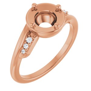 14K Rose Gold 6.5 mm Round .05 CTW Lab-Grown Diamond Semi-Set Ring