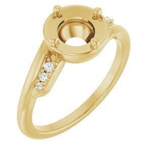 14K Yellow Gold 6.5 mm Round 1/5 CTW Natural Diamond Semi-Set Ring