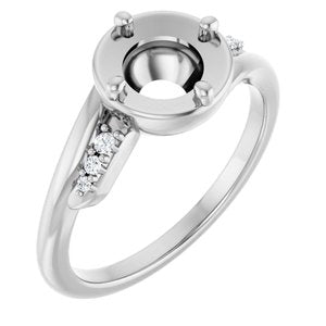 Sterling Silver 6.5 mm Round 1/5 CTW Natural Diamond Semi-Set Ring