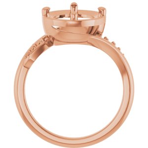 14K Rose Gold 11x9 mm Oval Ring Mounting – image 4