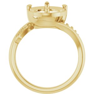 14K Yellow Gold 11x9 mm Oval Ring Mounting – image 4