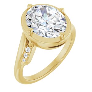 18K Yellow Gold 11x9 mm Oval Ring Mounting
