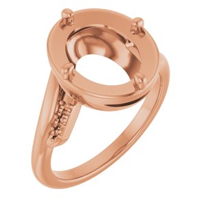 18K Rose Gold 11x9 mm Oval Ring Mounting – image 2