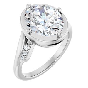 18K White Gold 11x9 mm Oval Ring Mounting
