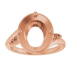 10K Rose Gold 11x9 mm Oval Ring Mounting – image 6
