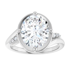 14K White Gold 11x9 mm Oval Ring Mounting – image 5
