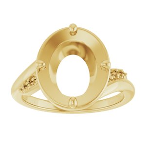 14K Yellow Gold 11x9 mm Oval Ring Mounting – image 6