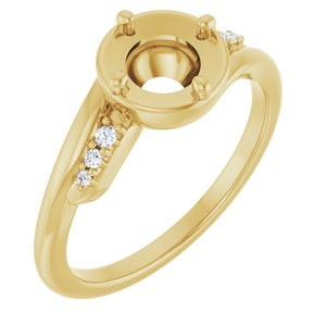 14K Yellow Gold 6 mm Round .05 CTW Lab-Grown Diamond Semi-Set Ring