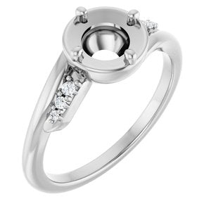 14K White Gold 6 mm Round 1/5 CTW Natural Diamond Semi-Set Ring