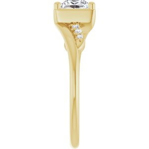 18K Yellow Gold 5x5 mm Square Ring Mounting – image 7