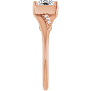 18K Rose Gold 5x5 mm Square Ring Mounting – image 7