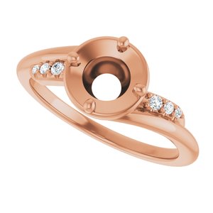 14K Rose Gold 6 mm Round 1/5 CTW Natural Diamond Semi-Set Ring – image 5