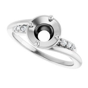 14K White Gold 6 mm Round 1/5 CTW Natural Diamond Semi-Set Ring – image 5
