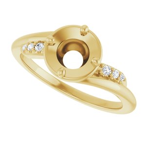 14K Yellow Gold 6 mm Round .05 CTW Lab-Grown Diamond Semi-Set Ring – image 5