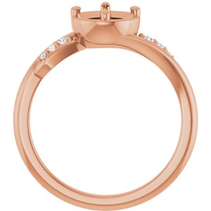 14K Rose Gold 6 mm Round .05 CTW Lab-Grown Diamond Semi-Set Ring – image 2