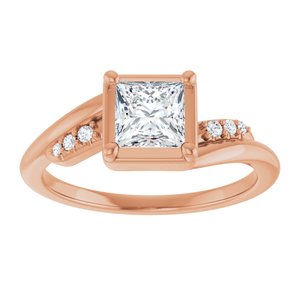 18K Rose Gold 5x5 mm Square Ring Mounting – image 5