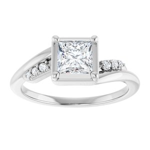 14K X1 White Gold 5x5 mm Square Ring Mounting – image 5