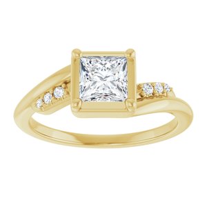 18K Yellow Gold 5x5 mm Square Ring Mounting – image 5