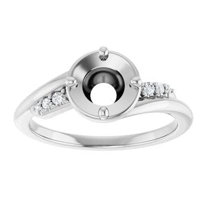14K White Gold 6 mm Round 1/5 CTW Natural Diamond Semi-Set Ring – image 3