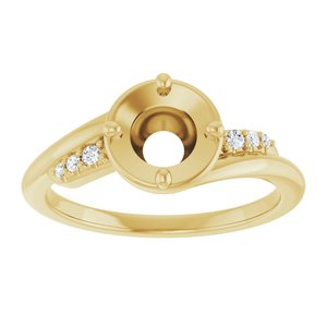 14K Yellow Gold 6 mm Round .05 CTW Lab-Grown Diamond Semi-Set Ring – image 3
