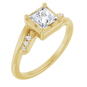 18K Yellow Gold 5x5 mm Square Ring Mounting
