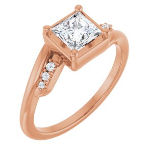 10K Rose Gold 5x5 mm Square Ring Mounting