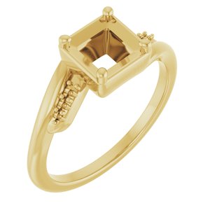 14K Yellow Gold 5x5 mm Square Ring Mounting – image 2