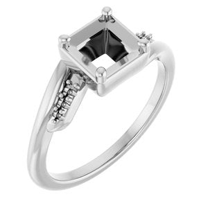 Sterling Silver 5x5 mm Square Ring Mounting – image 2