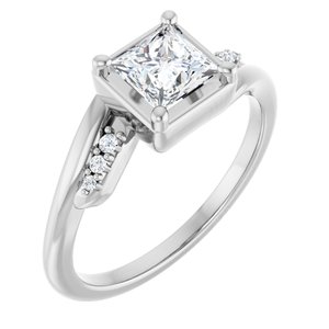 14K X1 White Gold 5x5 mm Square Ring Mounting