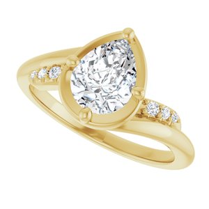 18K Yellow Gold 8x6 mm Pear Ring Mounting – image 8