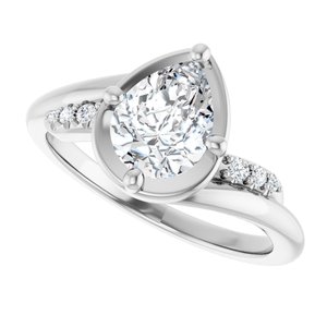 18K White Gold 8x6 mm Pear Ring Mounting – image 8
