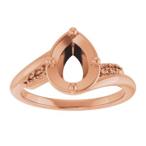 10K Rose Gold 8x6 mm Pear Ring Mounting – image 6