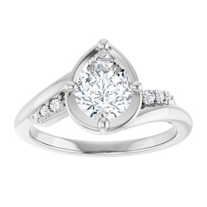 10K White Gold 8x6 mm Pear Ring Mounting – image 5