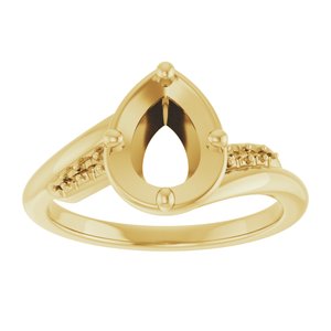 10K Yellow Gold 8x6 mm Pear Ring Mounting – image 6