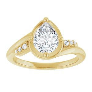 10K Yellow Gold 8x6 mm Pear Ring Mounting – image 5