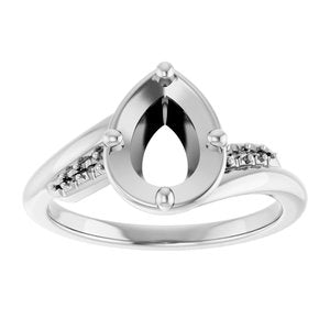 14K X1 White Gold 8x6 mm Pear Ring Mounting – image 6