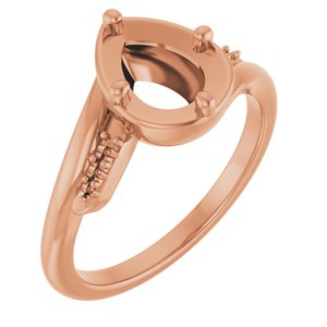 10K Rose Gold 8x6 mm Pear Ring Mounting – image 2